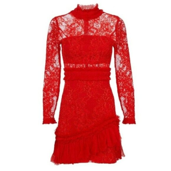 ALEXIS Wilhelmina Red Lace Mini Dress Sz XS - Picture 7 of 16